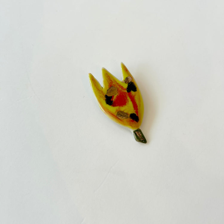 Tulip ceramic brooch