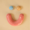 Emoji Smiley mural en céramique bleu, caramel et rose [sur commande]
