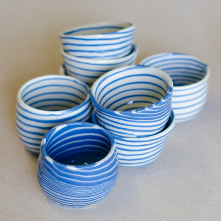 Small blue cup in nerikomi