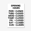 Postcard 'Opening Hours' 