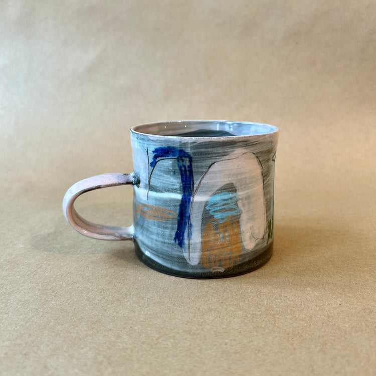 Large abstract ceramic mug no.143 