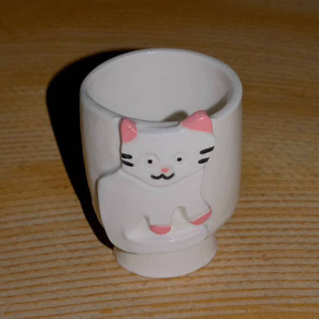 White cat ceramic tumbler mug