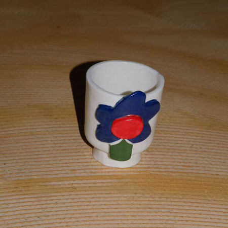 Blue flower ceramic tumbler cup