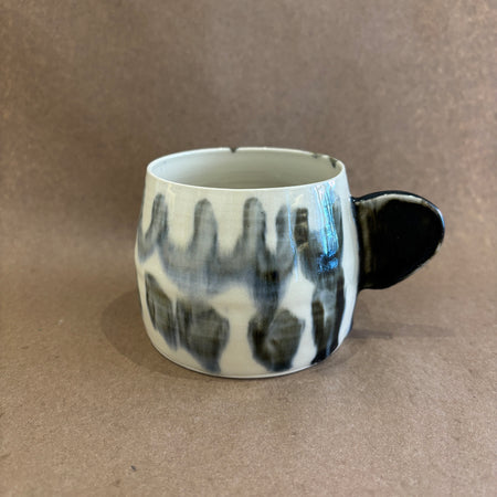 Abstract ceramic mug with full handle #18