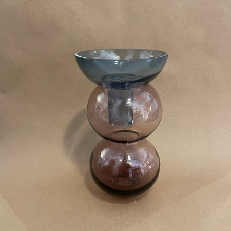 Reversible purple and blue ball vase / candle holder [as is] 