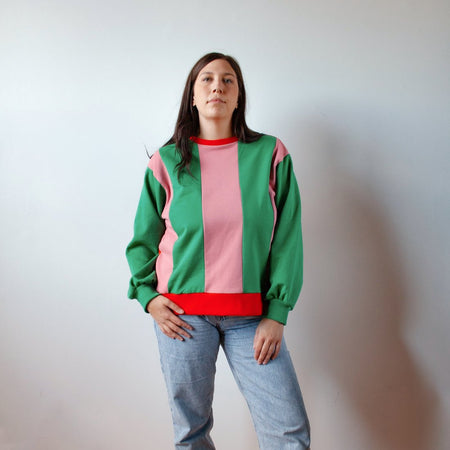 Pink and green colorblock sweater