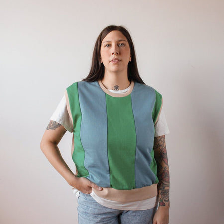 Blue and Green Colorblock Tank Top