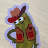 Glossy Cowboy Pickle Sticker