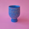 Blue lined goblet on foot