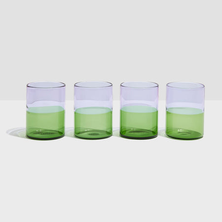 Set of two-tone lilac and green glasses 