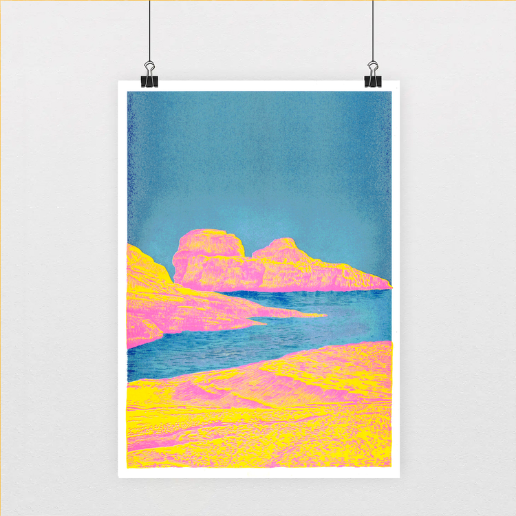 Risograph poster 'Heat Rock' 