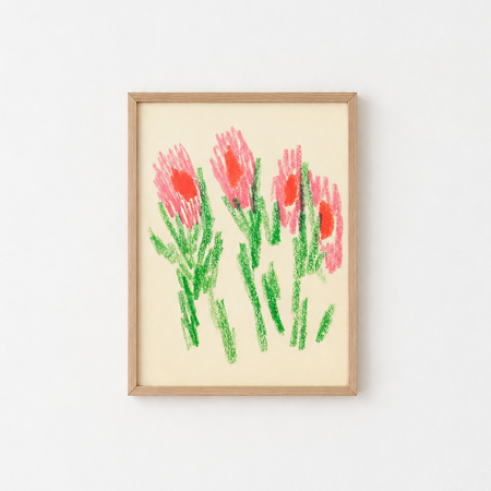 Affiche sérigraphie 'Fleurs roses'