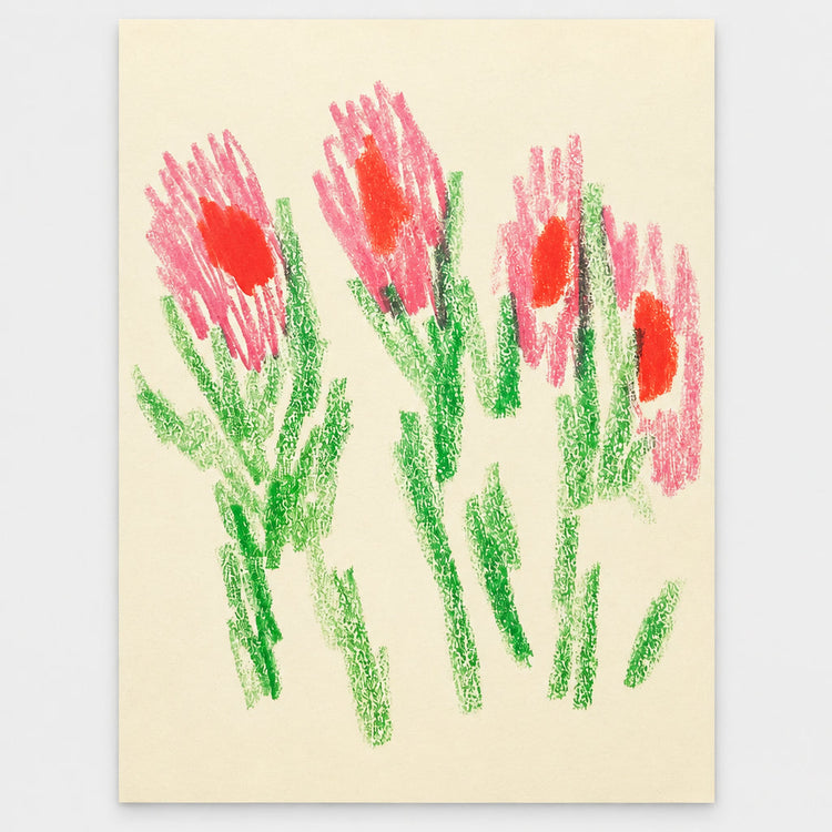 Affiche sérigraphie 'Fleurs roses'