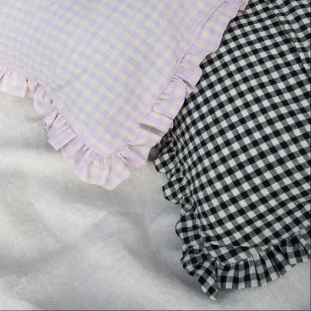 Housse de coussin Frill Vichy noir