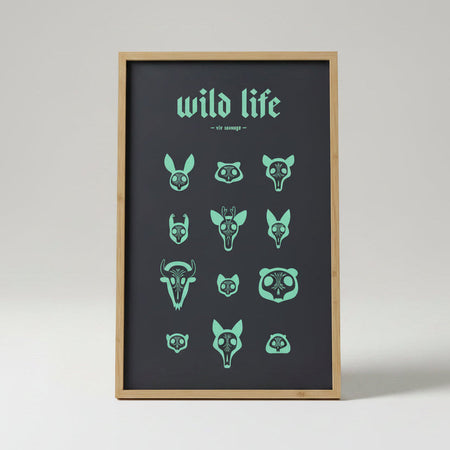 Affiche sérigraphiée noire ´Wild Life'