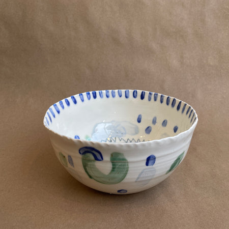 Large abstract ceramic salad bowl no.341 