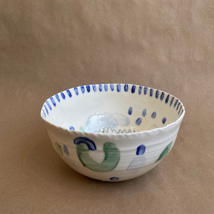 Large abstract ceramic salad bowl no.341 