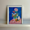 Affiche 'Still life, smiles and lots of fruit' encadrée [tel quel]