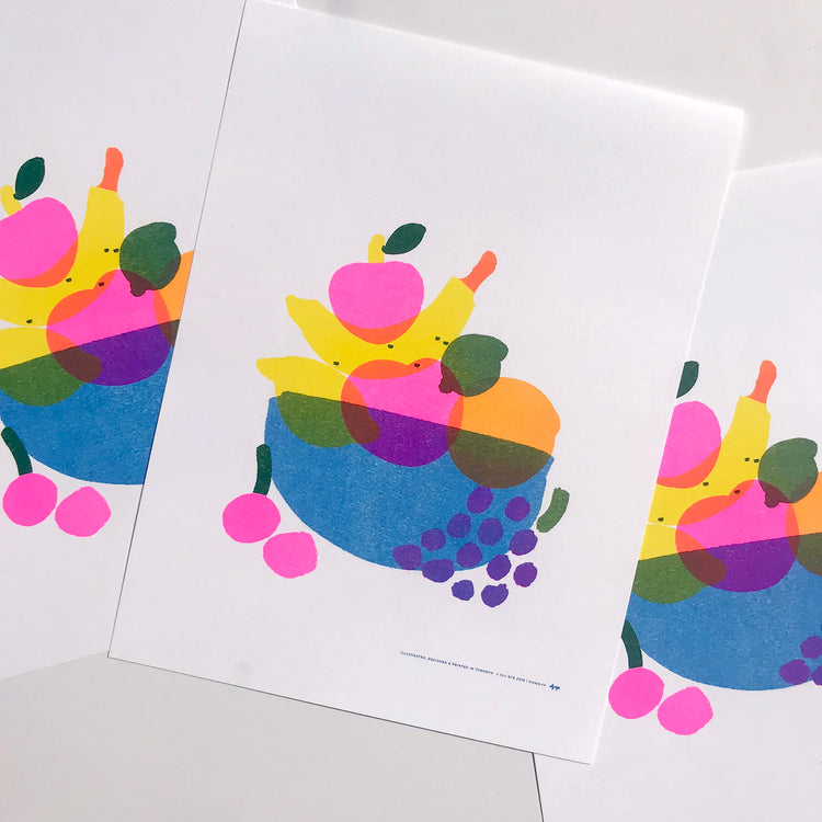 Risograph poster 'Fruity Bowl'