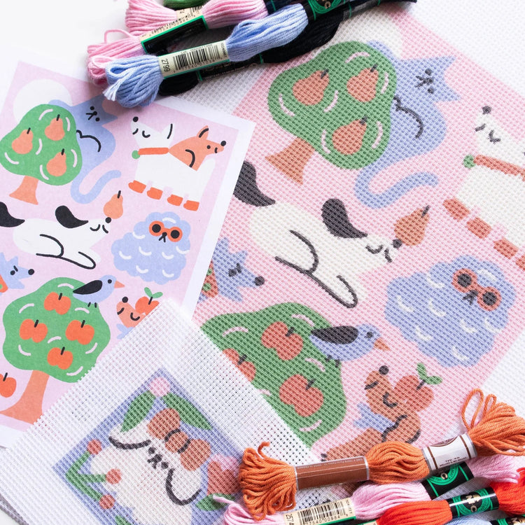 Kit DIY de canevas à broder 'Le Verger'