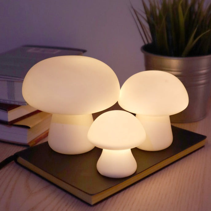 Lampe à poser électrifiée forme champignon en porcelaine