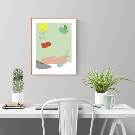 Poster 'Abstract shapes pale green background'