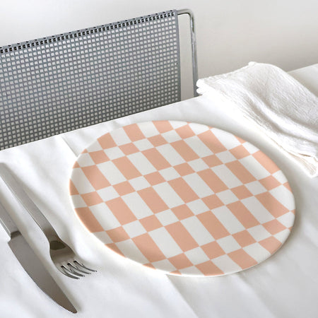 Assiette à dîner Long pink check