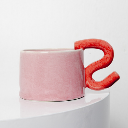 Pink and red 'S' ceramic mug
