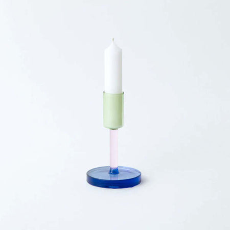 Medium tricolor glass candlestick 