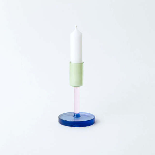 Medium tricolor glass candlestick 