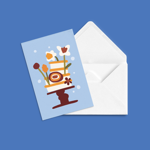 Carte de souhaits Gâteau fleuri