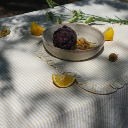 Nappe carrée Stripes jaune