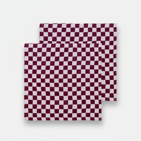 Lot de 2 serviettes de table en coton à carreaux bordeaux