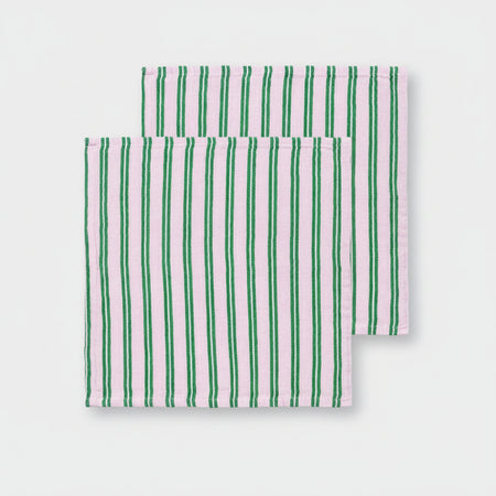 Lot de 2 serviettes de table en coton rayées lilas