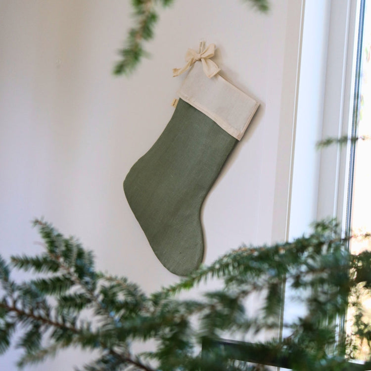 Christmas stocking linen eucalyptus