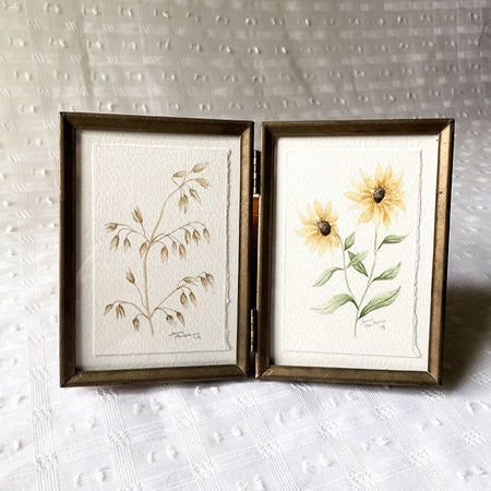 Aquarelle originale 'Avoine et Tournesol'
