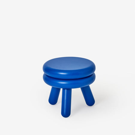 Small blue Pluma wooden stool 