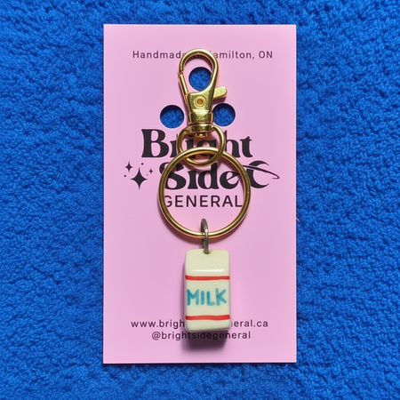 Breloque porte-clés en céramique Lait