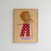 Affiche 'Lion en trottinette mauve'