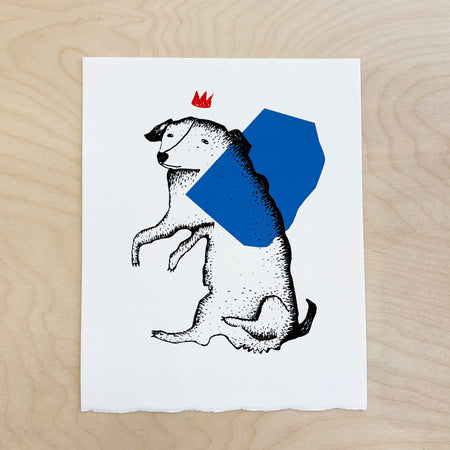 Affiche sérigraphiée 'Chien avec tache bleue'