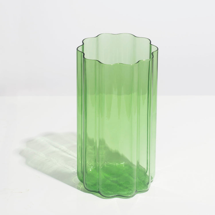 Grand vase en verre vert Wave