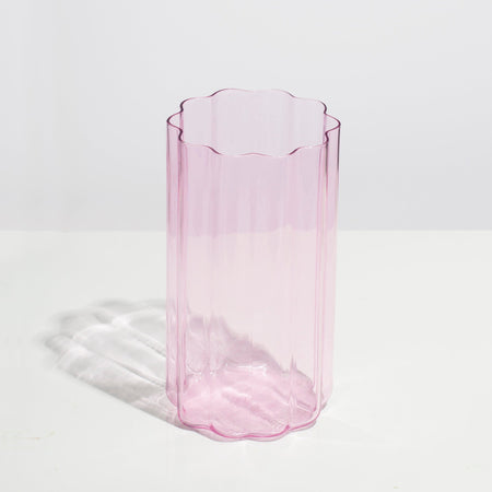 Large Pink Wave Glass Vase