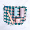 Trousse de toilette en coton recyclé vert et rose