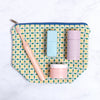 Trousse de toilette en coton recyclé jaune et vert