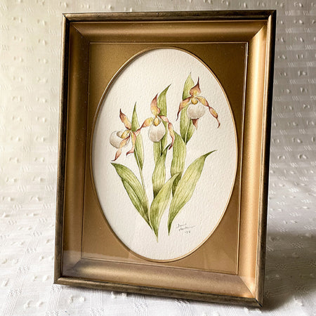 Aquarelle originale 'Sabot de la Vierge blanc'