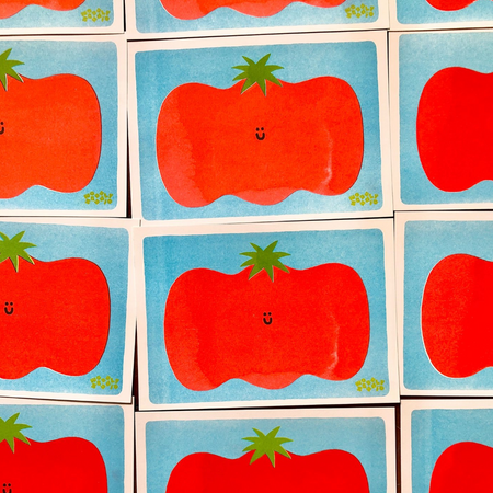 Affiche risographie 'Happy Tomate'