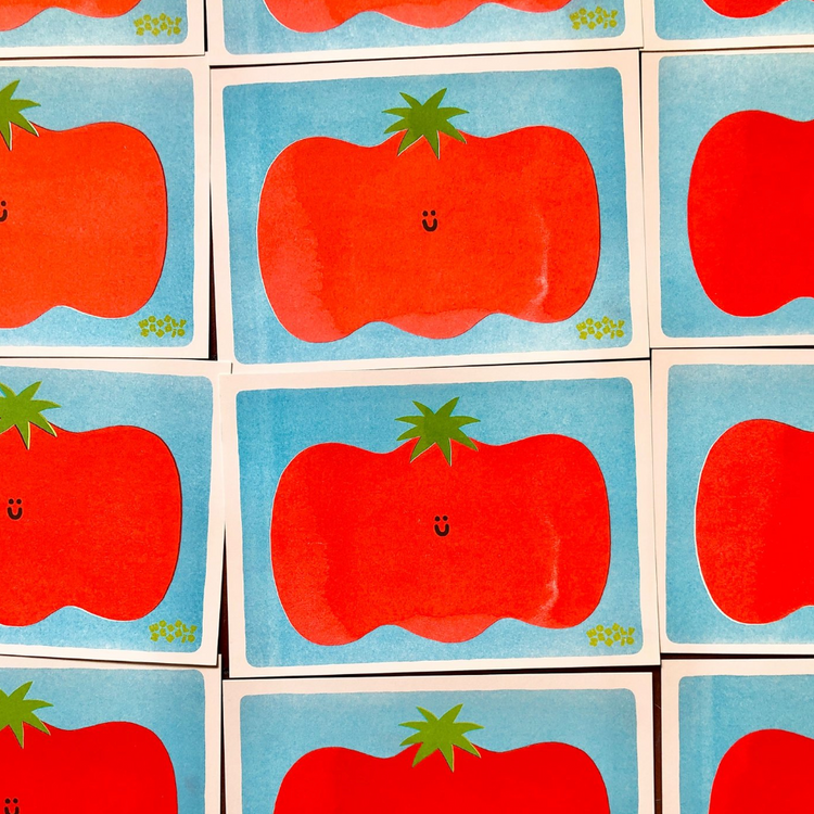 Affiche risographie 'Happy Tomate'