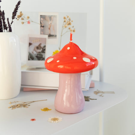 Large red mushroom candle 