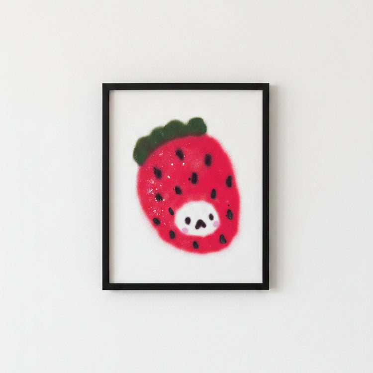 Affiche Fruits Félins 'Fraise'
