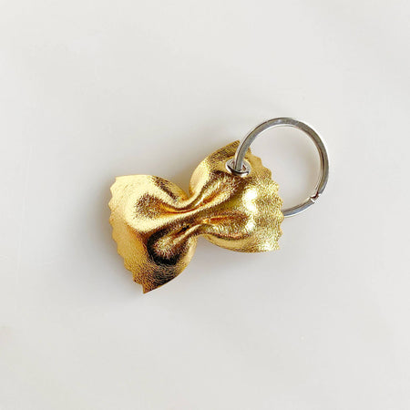 Porte-clés Farfalle en cuir doré